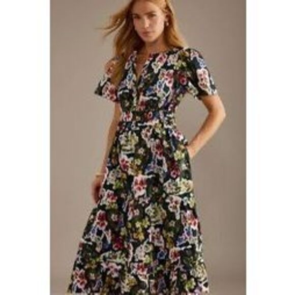 NWT By Anthropologie Womens Floral V-neck The Somerset Maxi Dress Multicolor XL - Picture 4 of 16